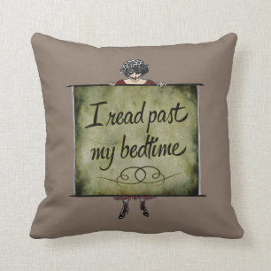 I Read Past My Bedtime Vintage Throw Pillow