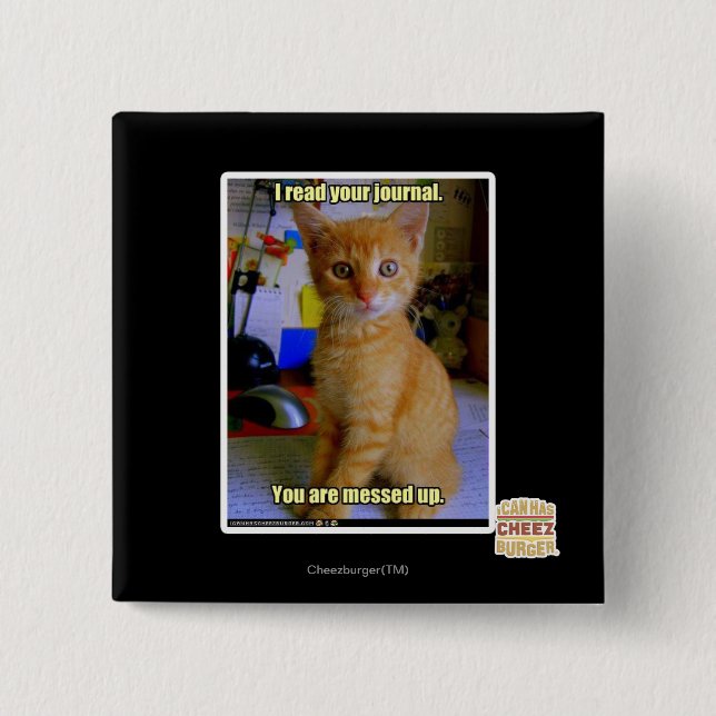 I read your journal 2 inch square button (Front)