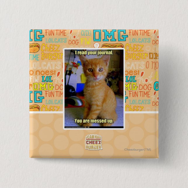 I read your journal 2 inch square button (Front)