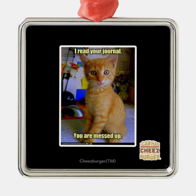 I read your journal metal ornament (Front)