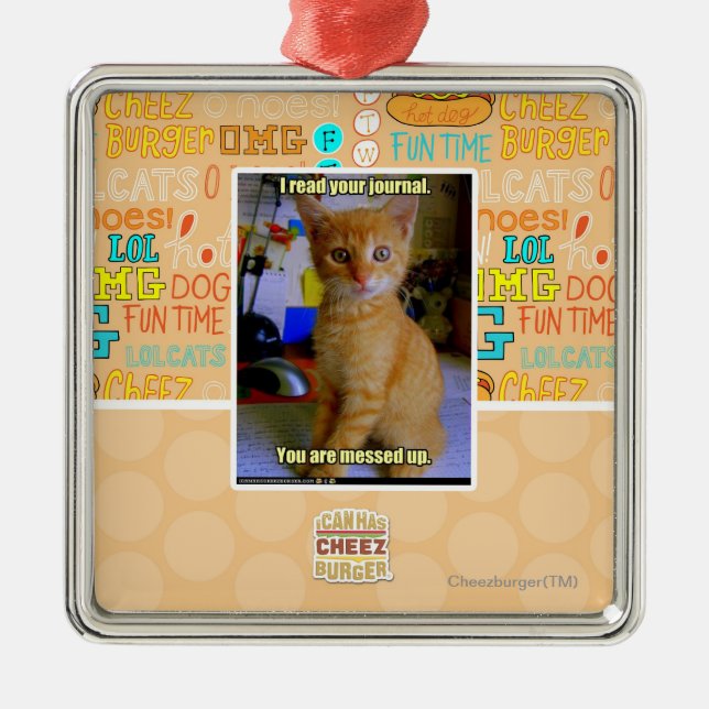 I read your journal metal ornament (Front)