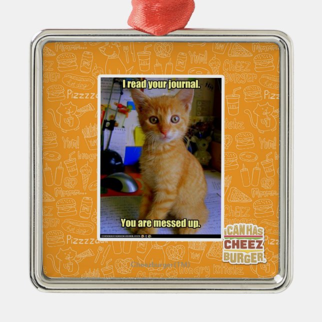 I read your journal metal ornament (Front)