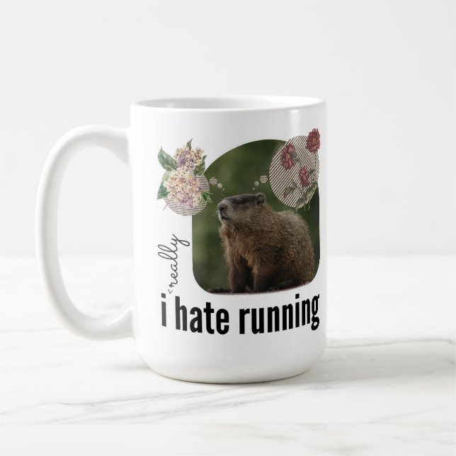 I Really Hate Running (with daydreaming Woodchuck) Coffee Mug (Left)