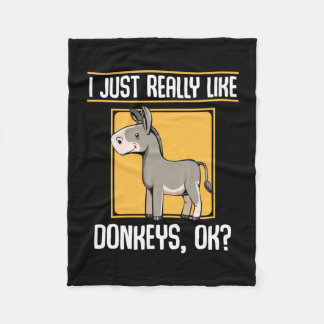 I Really Like Donkeys Fleece Blanket