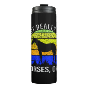 I Really Like Horses in Blue and Yellow Sunset   Thermal Tumbler