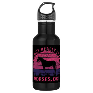 I Really Like Horses in Pink and Deep Purple 532 Ml Water Bottle