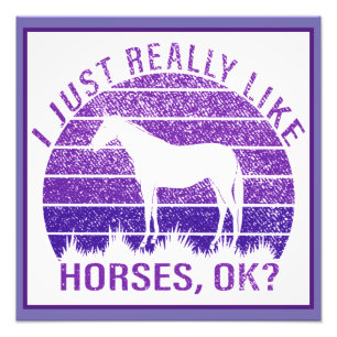 I Really Like Horses in Purple   Photo Print