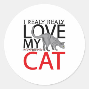 i realy realy love my boyfriend cat classic round sticker