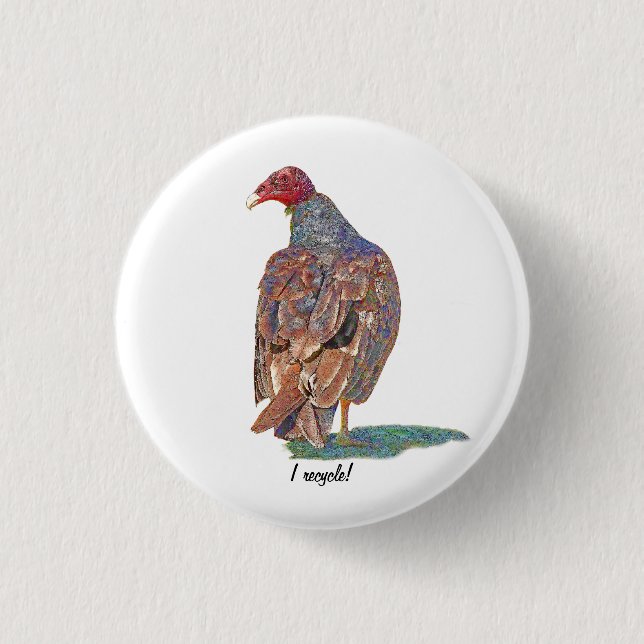 I RECYCLE 1 INCH ROUND BUTTON (Front)