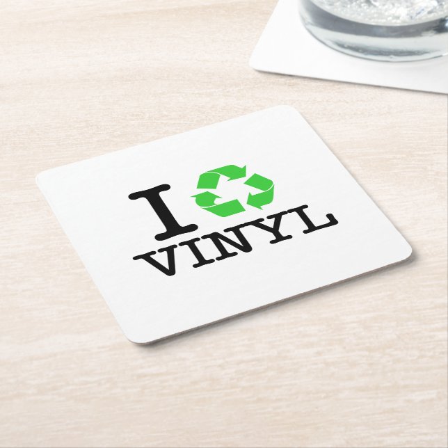 I Recycle Vinyl Square Paper Coaster (Angled)