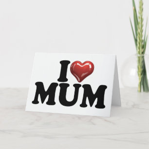 I red glossy heart MUM mother's day mom birthday Card