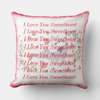 I Red Love You Sweetheart Cute Cat Valentines Day Throw Pillow