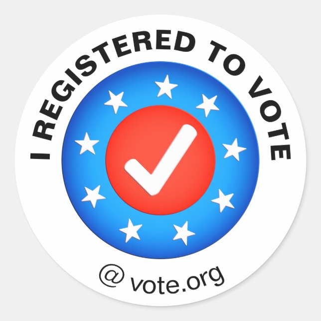 "I registered to vote" 2020 elections USA Classic Round Sticker (Front)