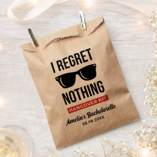 I Regret Nothing Bachelorette Party Hangover Kit Favour Bag