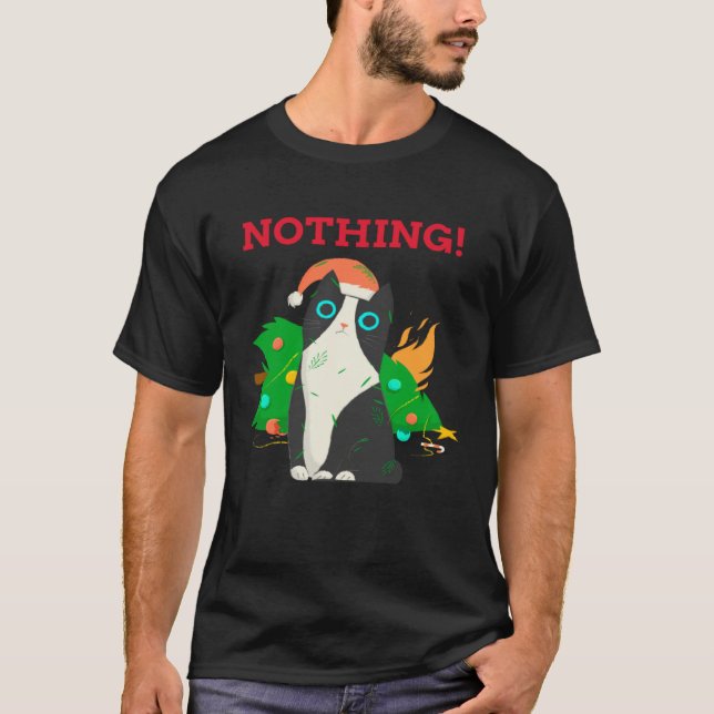 I Regret Nothing Christmas Cat Holiday T-Shirt (Front)
