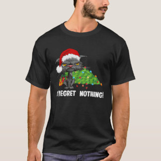 I Regret Nothing Funny Bored Cat Santa Hat Christm T-Shirt