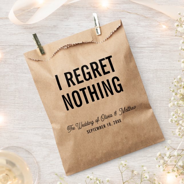 I regret nothing. Wedding party / hotel welcome Favour Bag (Clipped)