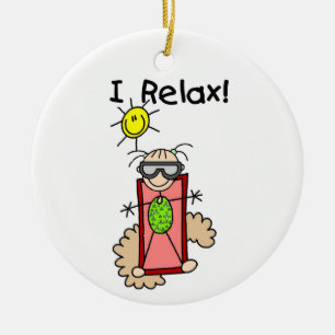 I Relax Girl Stick Figure Ceramic Ornament