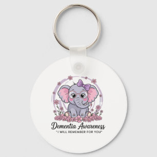 I Remember For You Cute Elephant Dementia Awarenes Keychain