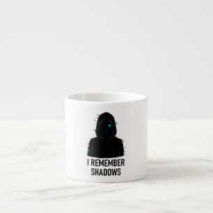 I Remember Shadows - Glitched Hooded Figure Design Espresso Cup