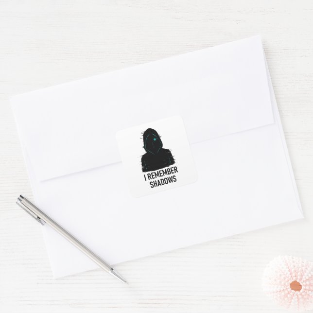 I Remember Shadows - Glitched Hooded Figure Design Square Sticker (Envelope)