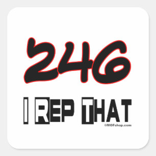 I Rep That 246 Area Code Square Sticker