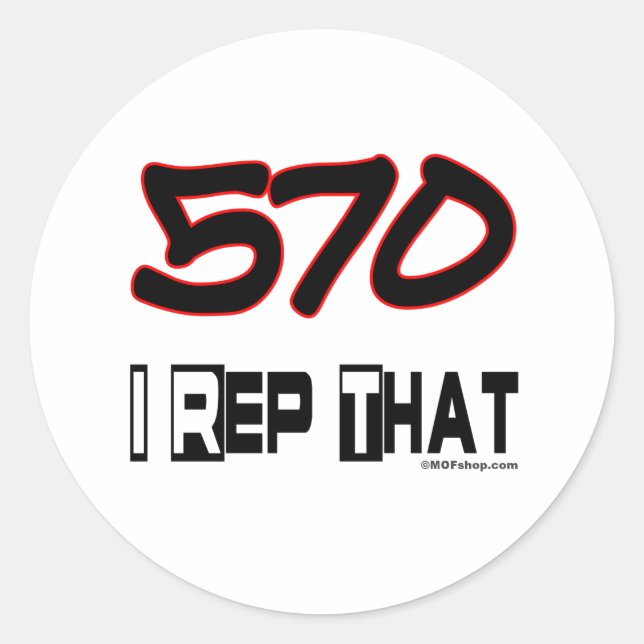 I Rep That 570 Area Code Classic Round Sticker (Front)