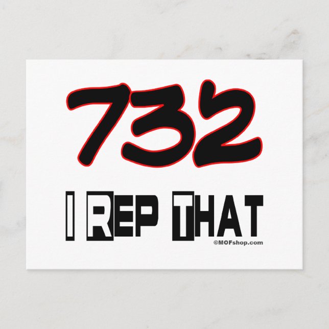 I Rep That 732 Area Code Postcard (Front)
