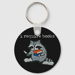I require books raccoon funny reading book humour keychain