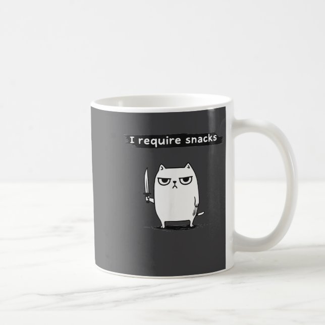 I Require Snacks Angry Cat Funny Meme  Coffee Mug (Right)