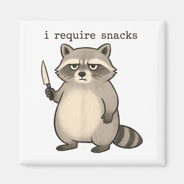 I Require Snacks Funny Mpy Raccoon Trash Meme Snac Magnet (Front)