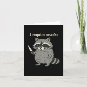 I Require Snacks Funny Raccoon Halloween Art Card