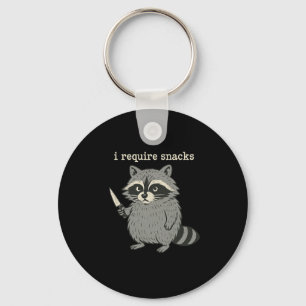 I Require Snacks Funny Raccoon Halloween Art Keychain