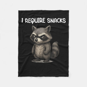 I Require Snacks Funny Raccoon Meme Snack Lover Hu Fleece Blanket