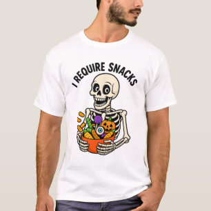 I Require Snacks Funny Skeleton Halloween Meme  T-Shirt