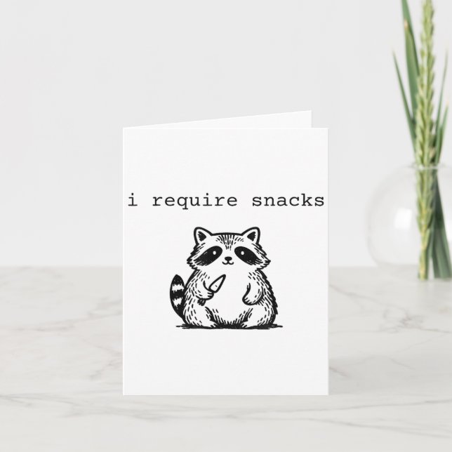 I Require Snacks Raccoon Funny Angry Trash Panda M Card (Front)