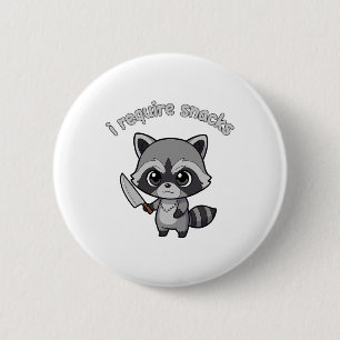 I Require Snacks Raccoon Funny Halloween Retro Ani 2 Inch Round Button