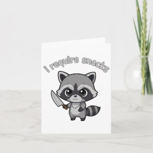 I Require Snacks Raccoon Funny Halloween Retro Ani Card