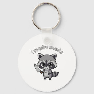 I Require Snacks Raccoon Funny Halloween Retro Ani Keychain