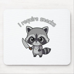 I Require Snacks Raccoon Funny Halloween Retro Ani Mouse Pad