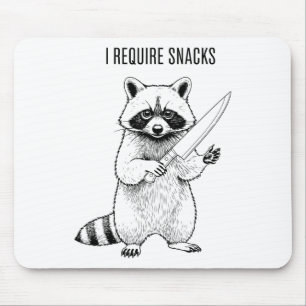 I Require Snacks Raccoon Funny Halloween Retro Ani Mouse Pad