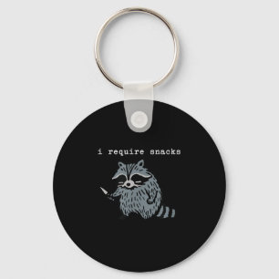 I Require Snacks Raccoon Keychain