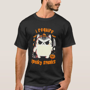 I Require Spooky Snacks Moody Cat Halloween T-Shirt