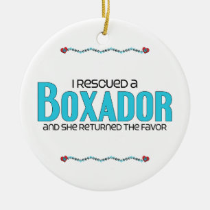 I Rescued a Boxador (Female) Dog Adoption Design Ceramic Ornament