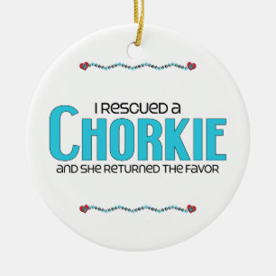 I Rescued a Chorkie (Female) Dog Adoption Design Ceramic Ornament