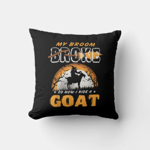 I Ride A Goat Funny Farming Halloween Farmer Gifts Throw Pillow