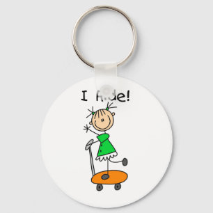 I Ride - Girl on Scooter Keychain