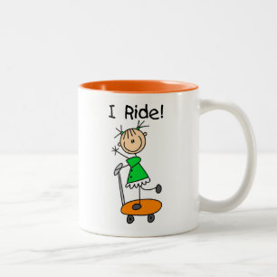 I Ride - Girl on Scooter Two-Tone Coffee Mug