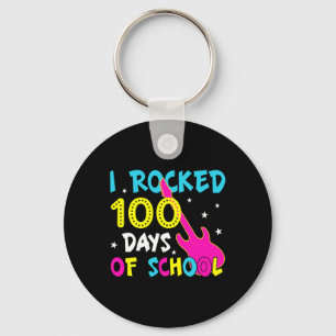 I Rocked 100 Days Of School 100th Day Guitar Music Keychain
