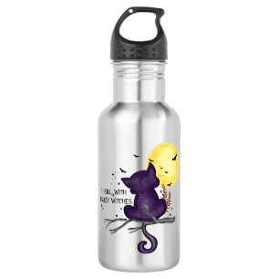 I Roll With Crazy Witches – Black Cat & Full Moon 532 Ml Water Bottle